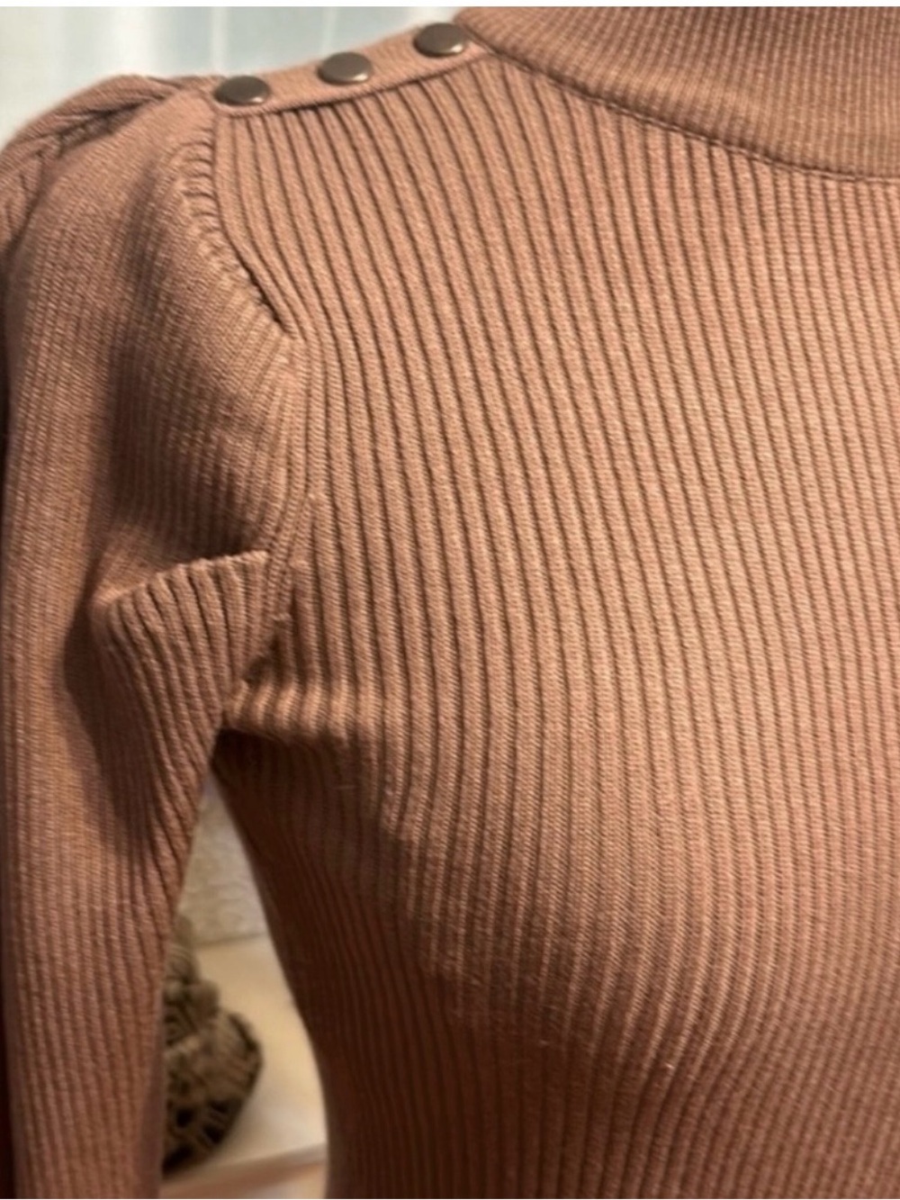Tahari Mock Neck Sweater in Cocoa - Picture 3 of 8